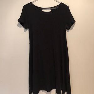 Black T-Shirt Dress with Open Back!